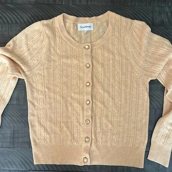 Heartloom Vale Cardi‎ Yellow Button Down Cardigan Sweater - Medium - Picture 5 of 14